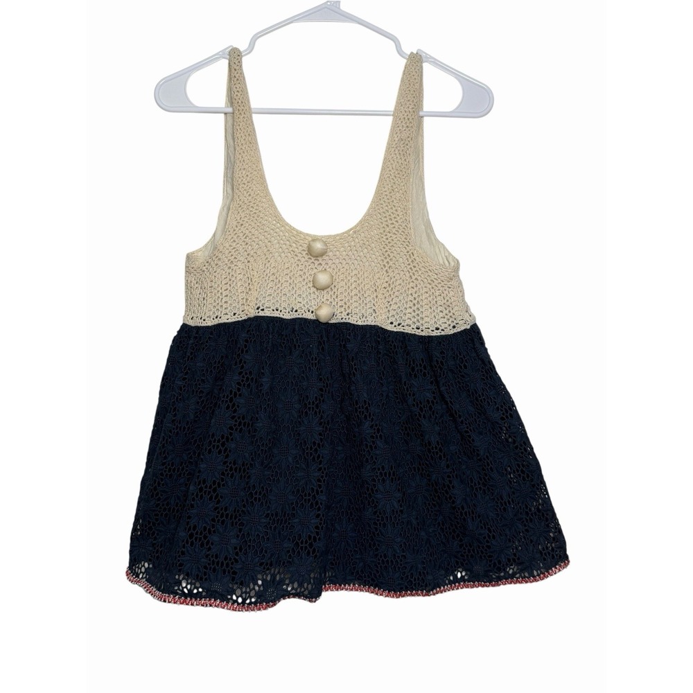 Manoush Crochet Lace Babydoll Top Women's Large Boho Festival Indie